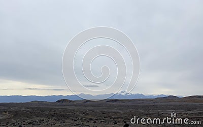 Endless lava fields and baked land of central Kamchatka Stock Photo