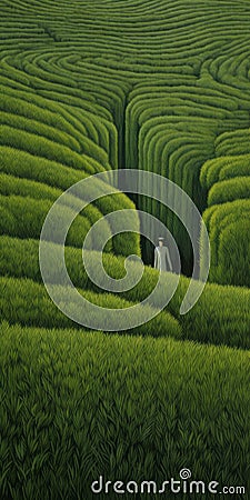Endless Lawn: A Detailed Oil Painting Inspired By Paul Corfield And Anton Semenov Stock Photo