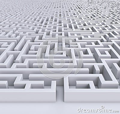 Endless maze concept, labyrinth background 3d rendering Stock Photo