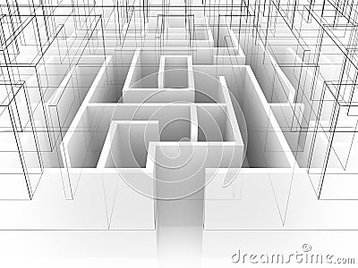 Endless maze 3d illustration Cartoon Illustration