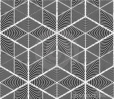 Endless monochrome symmetric pattern, graphic design. Geometric Vector Illustration