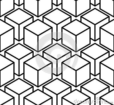 Endless monochrome symmetric pattern, graphic design. Geometric Vector Illustration