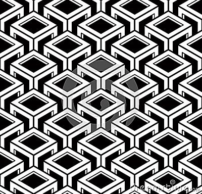 Endless monochrome symmetric pattern, graphic design. Geometric Vector Illustration