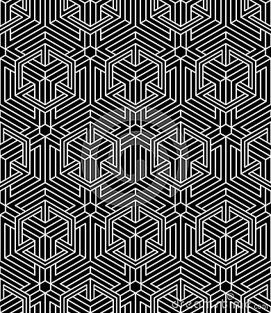 Endless monochrome symmetric pattern, graphic design. Geometric Vector Illustration