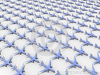 Endless planes fleet Cartoon Illustration