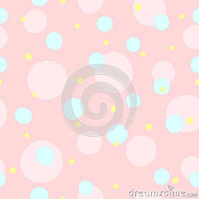 Endless print with repeating coloured round dots. Cute seamless pattern. Vector Illustration