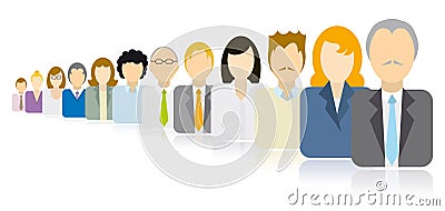 Endless queue of businessmen Stock Photo