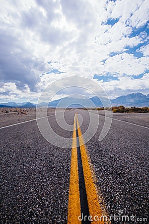 Endless road near highway 395 Stock Photo