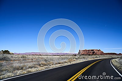 Endless road in Utah, winter, canyon lands nation park Stock Photo