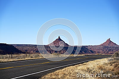 Endless road in Utah, winter, canyon lands nation park Stock Photo