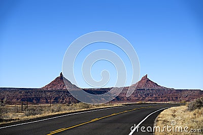 Endless road in Utah, winter, canyon lands nation park Stock Photo