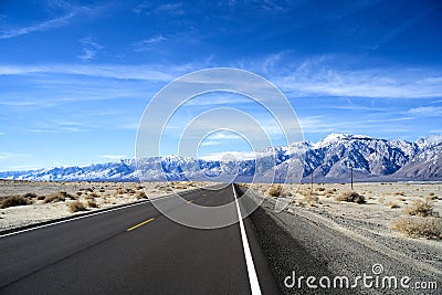 Endless road in Utah, winter Stock Photo