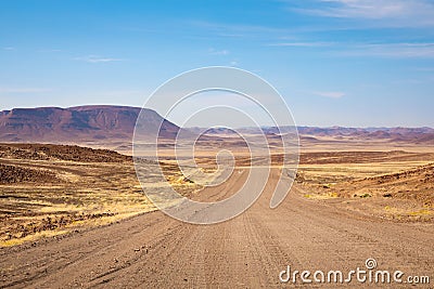 Endless roads in a breathtaking landscape, Skeleton Coast Park, Namibia. Stock Photo