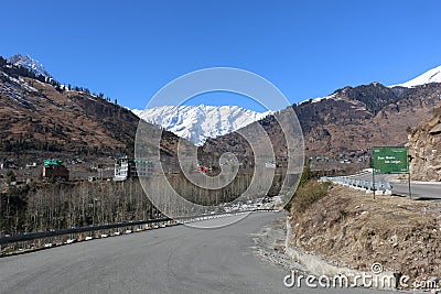 Endless roads towards mountains Stock Photo
