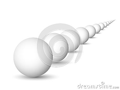 Endless row of white spheres, balls or orbs. 3D vector objects with dropped shadow on white background Vector Illustration