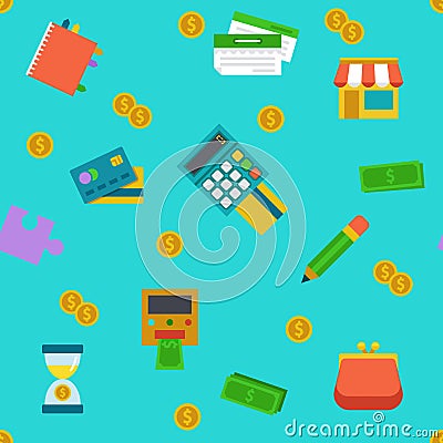 Endless shoping and banking background. Vector Illustration