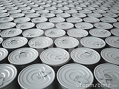 Endless Stockpile of Tin Cans Stock Photo