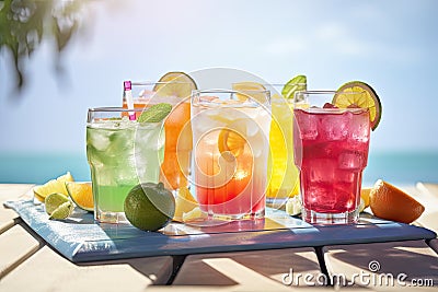 endless summer with endless collection of colorful drinks Stock Photo