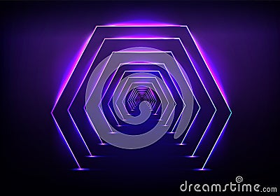 Futuristic tunnel glowing neon illumination vector Vector Illustration