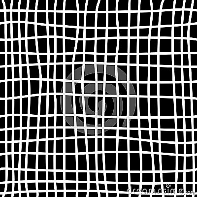 Endless white on black checkered pattern, hand drawn Vector Illustration