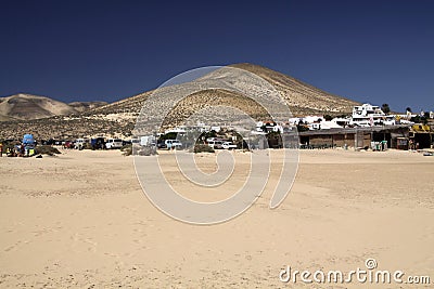 Endless wide tideland in the lagoon of Gorriones, Playa de Sotavento, Costa calma, Fuerteventura, Spain Editorial Stock Photo