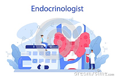 Endocrinologist concept. Thyroid examination. Doctor examine hormone Vector Illustration