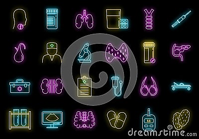 Endocrinologist doctor icons set vector neon Vector Illustration