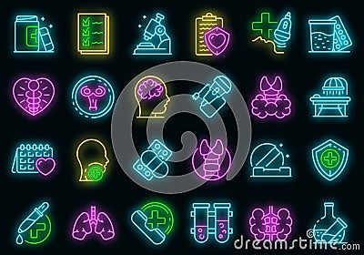Endocrinologist icons set vector neon Vector Illustration