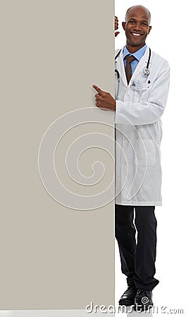 Endorsing your healthcare message. A young doctor holding a blank board reserved for copyspace. Stock Photo