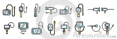 Endoscope icons set vector color line Stock Photo