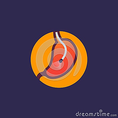 Endoscopy icon with stomach and endoscope Vector Illustration