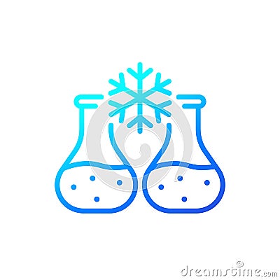 endothermic reaction line icon with test tubes Vector Illustration