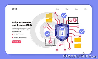 Endpoint detection and response web banner or landing page. Endpoint Vector Illustration