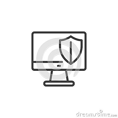 Endpoint Security line icon Cartoon Illustration