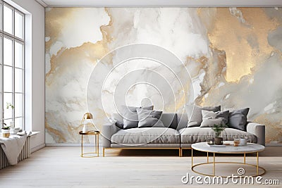 Enduring Gold marble. Generate Ai Stock Photo