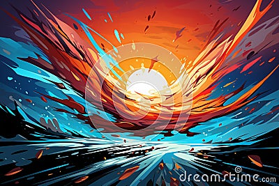 Energetic arrow flow Flat comic style vector depicting abstract speed movement Stock Photo