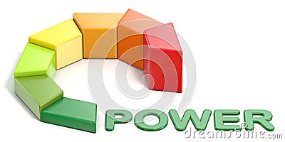 Energetic efficiency Green Power text 3D Cartoon Illustration