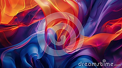 Energetic fluid abstract shapes in motion dynamic patterns with vibrant colors and sharp contrasts Stock Photo