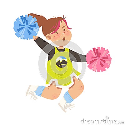 Energetic Girl with Ponytail Performing Dancing Pas Vector Illustration Vector Illustration