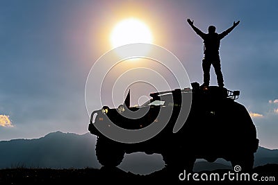 Reaching challenging places with off-road vehicle Stock Photo