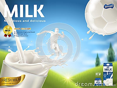 Energetic milk ads Vector Illustration