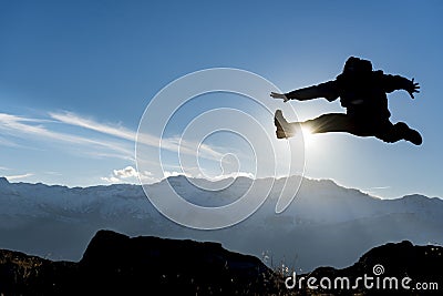 Energetic movement in the mountains Stock Photo