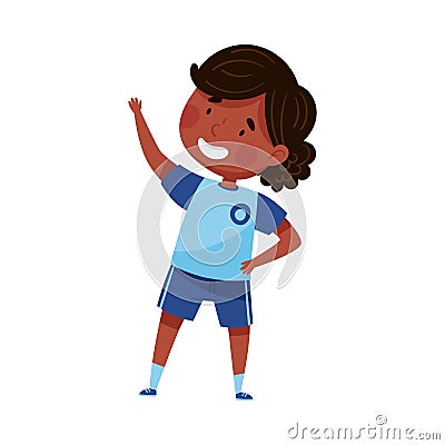 Energetic Schoolgirl in Blue Sportswear Engaged in Physical Education Class Vector Illustration Vector Illustration