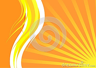 Energetic summer card with waves and sunrays Vector Illustration