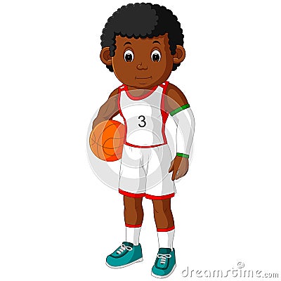 Energetic young man playing basketball Vector Illustration