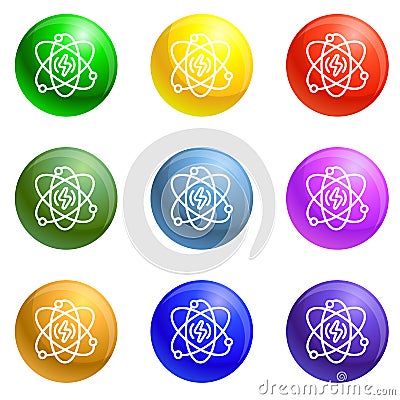 Energy atom icons set vector Vector Illustration