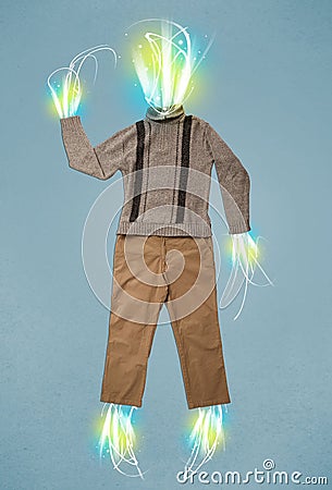 Energy beam in casual clothes concept Stock Photo