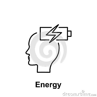 Energy, brain, recharge icon. Element of creative thinkin icon witn name. Thin line icon for website design and development, app Stock Photo