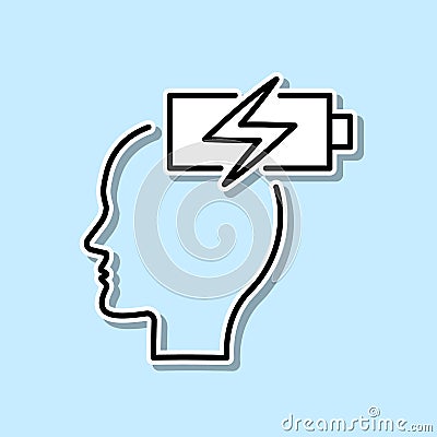 Energy, brain, recharge sticker icon. Simple thin line, outline vector of Creative thinking icons for ui and ux, website or mobile Stock Photo