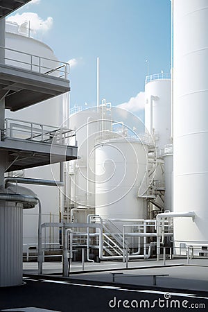 tank industrial industry refinery energy fuel pipe factory gas oil. Generative AI. Stock Photo